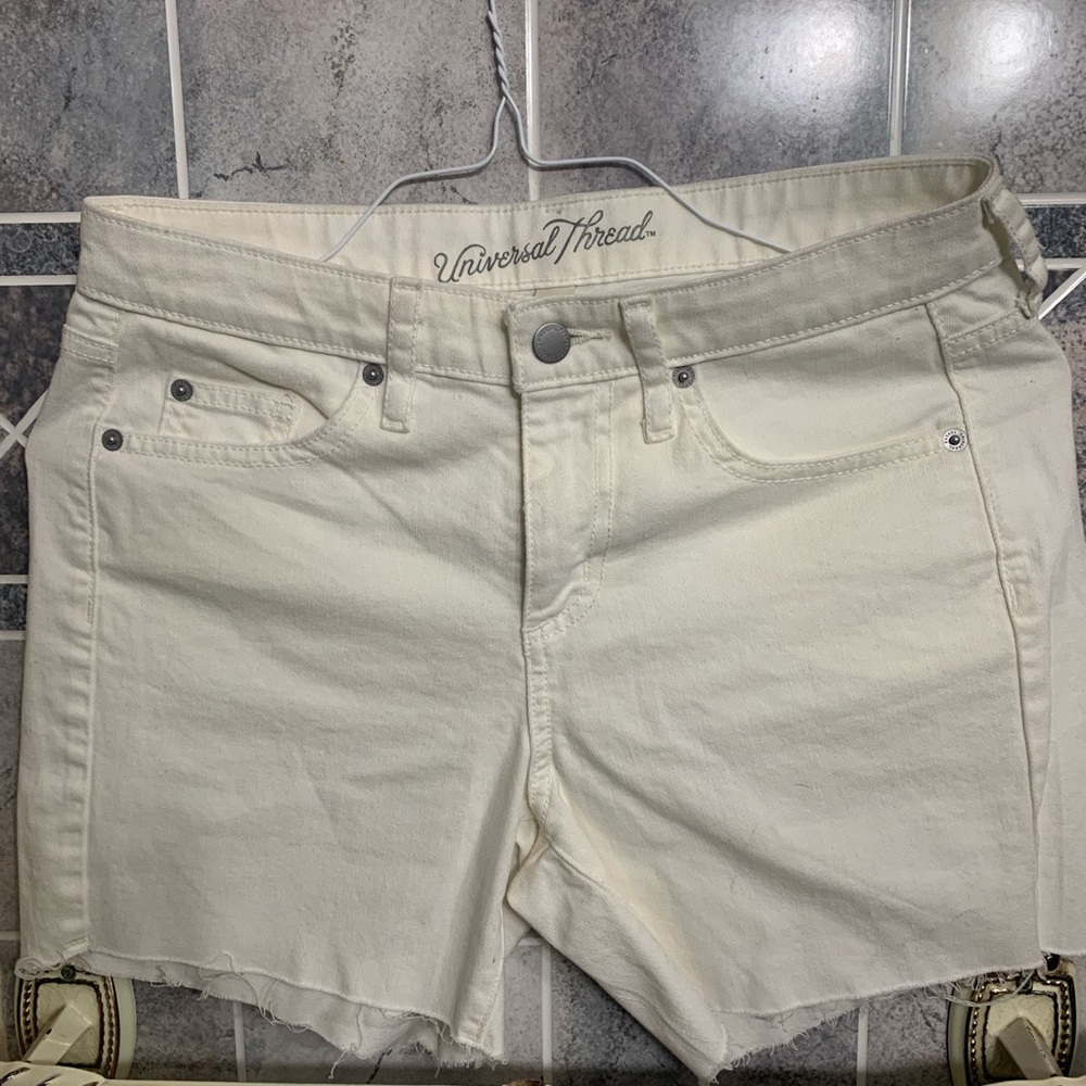 White jean shorts
